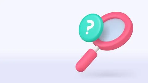 Searching information analyzing evaluation magnifying glass 3d icon banner co Stock Illustration