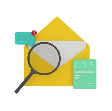 Searching for information, browsing, e-mails for business,3d rendering Stock-Illustration