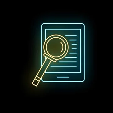 Searching information on digital tablet with magnifying glass Stock Illustration