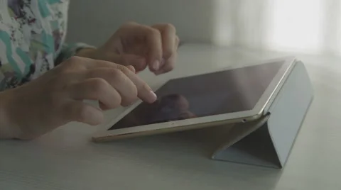 Searching for information, surfing the Internet on the tablet Stock Footage 57249116