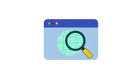 Searching on internet browser with magnifying glass animation Stock Footage 336012096
