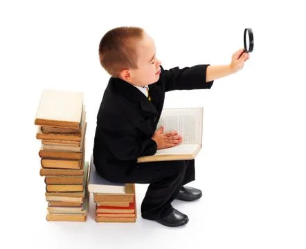 Searching with magnifier Stock Photos