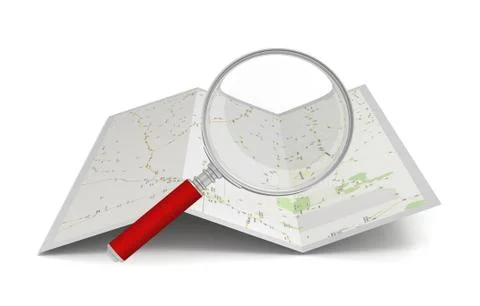 Searching map  3d illustration Stock Illustration