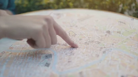 Searching on the map Stock Footage 74419227