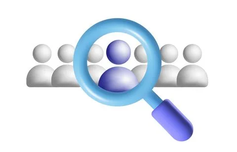 Searching for person 3d vector mesh icon recruitment agency. Employee, candidate Stock Illustration