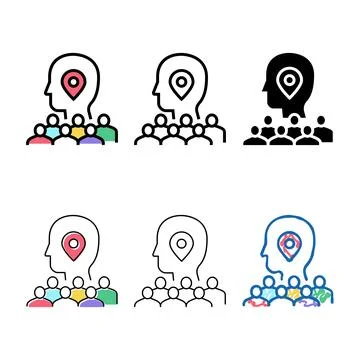 Searching potential client crowdsoursing service color variants icon vector Stock Illustration