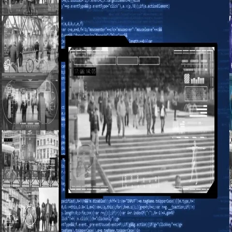 Searching  - Security Camera - Surveillance - Cyber - blue Stock Footage 69545831