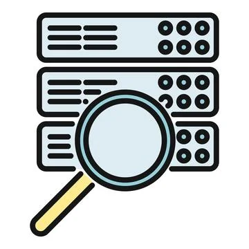 Searching server data with magnifying glass icon Stock Illustration