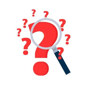 Searching solutions and asking for help. Question mark in a magnifying glass. 스톡 일러스트