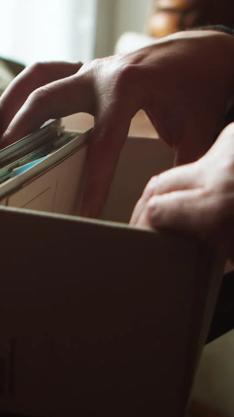 Searching Through Documents in Office Filing Cabinet Close Up 4K Vertical Stock Footage 332365510