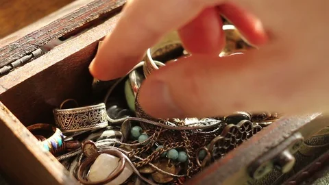 Searching in a Treasure Chest Stock-Footage 87227205
