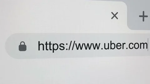 Searching for "Uber" in an Internet Search Engine on a Computer. Video stock 168413234