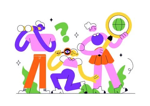 Searching Vector Illustration Featuring People Looking for Information Onli.. 스톡 일러스트