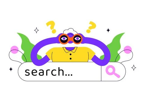Searching Vector Illustration Featuring People Looking for Information Onli.. 스톡 일러스트