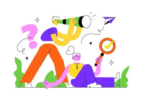 Searching Vector Illustration Featuring People Looking for Information Onli.. 스톡 일러스트