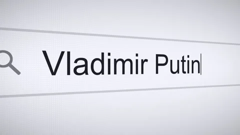 Searching Vladimir Putin on the Internet, Computer Screen Macro Stock Footage 264503250