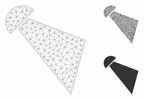 Searchlight Beam Vector Mesh 2D Model and Triangle Mosaic Icon 스톡 일러스트
