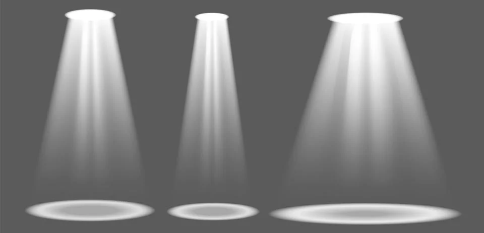 Searchlight illuminates the blank backdrop. Template with floodlight for Stock Illustration