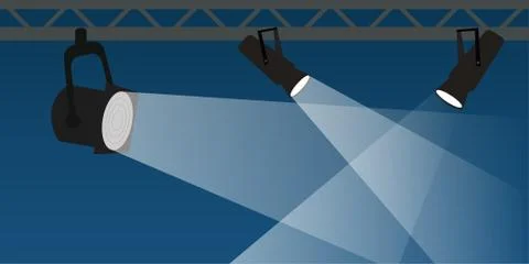 Searchlights on blue background Stock Illustration