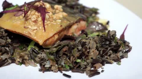 Seared Artctic char with peanut an cashew crumbles Video stock 10884856