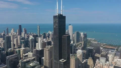 Sears Tower Orbit Video stock 253136635