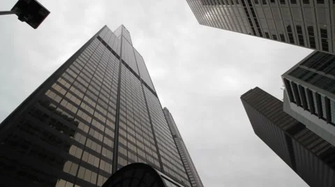 Sears Tower Skyscraper Pan Stock Footage 53898410