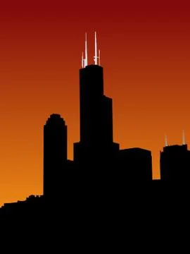 Sears tower at sunset Stock Illustration