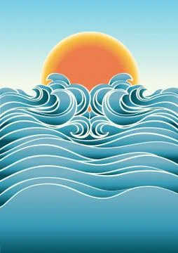 Seascape abstract background with sunlight.vector color illustration Stock Illustration