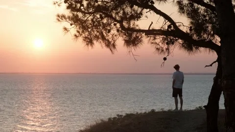 Seascape and cliff at sunset. Stock Footage 198848347
