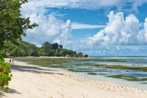 Seascape of anse union beach in syechelles Stock Photos