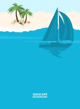 Seascape background with ship Stock Illustration