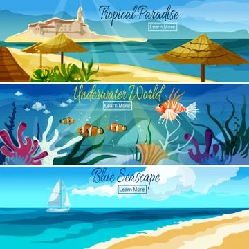 Seascape Banner Set Stock Illustration