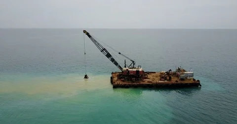Seascape. blue lagoon. barge Stock Footage 74601337
