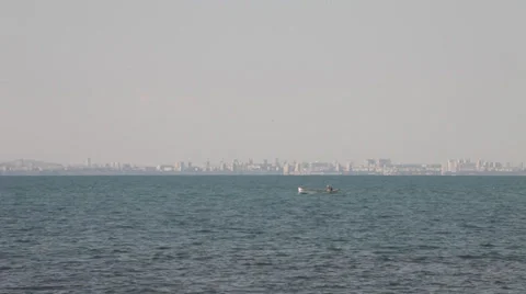 Seascape With Boat Vídeo Stock 29675400