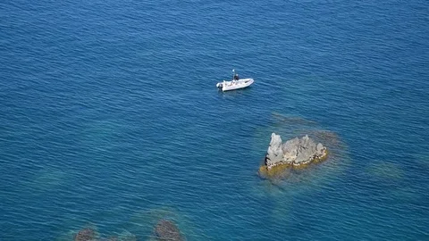 Seascape with boat Stock Footage 110655560