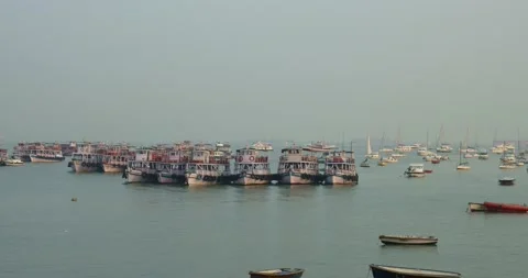 Seascape. Boats on the harbor Stock Footage 132418207