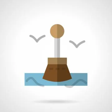Seascape with buoy flat vector icon Stock Illustration