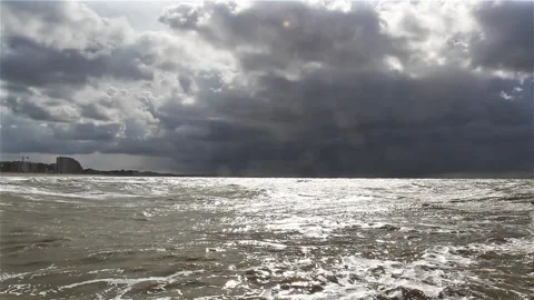 Seascape : changing sky with dark clouds Stock Footage 89656747