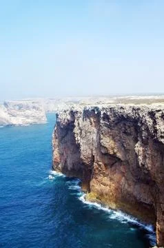 Seascape with cliffs of Cabo de S. Vicente, Algarve, Portugal Stock Photos