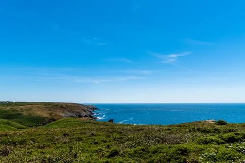 Seascape with cliffs in Pointe du Raz Stock Photos