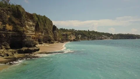 Seascape Cliffs, sea and waves Video stock 127498722