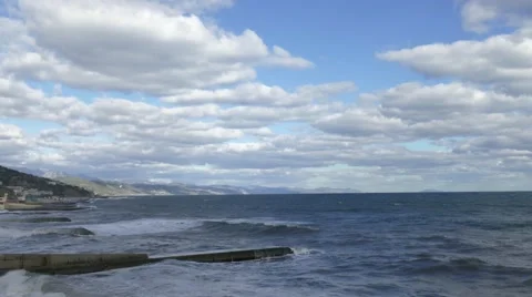 Seascape on cloud background Stock Footage 68673243