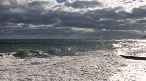 Seascape on cloud background at sunset Stock Footage 68673267