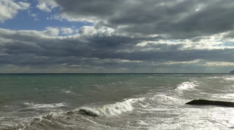 Seascape on cloud background at sunset Stock Footage 68673328