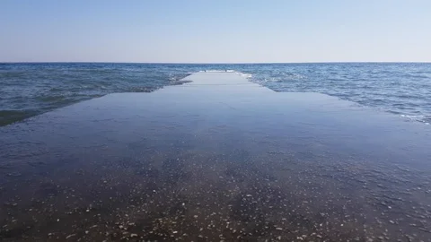 Seascape with cloudless horizon Stock Footage 95424863