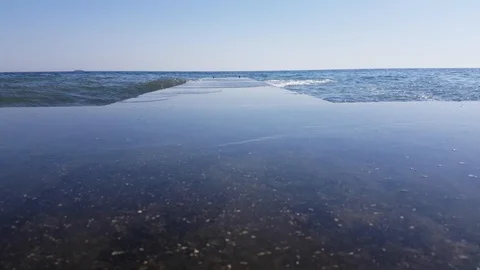 Seascape with cloudless horizon Stock Footage 95424880