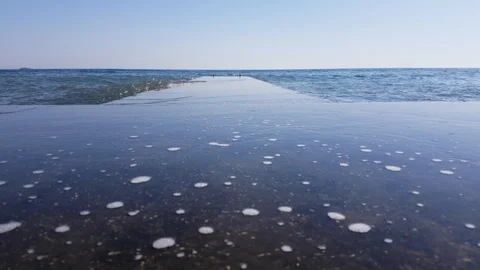 Seascape with cloudless horizon Stock Footage 95424919