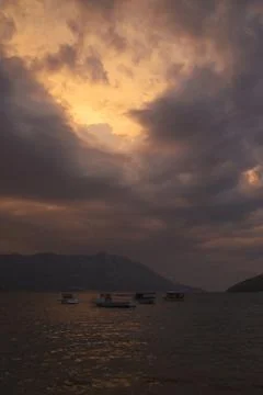 Seascape with clouds and sunset 写真素材
