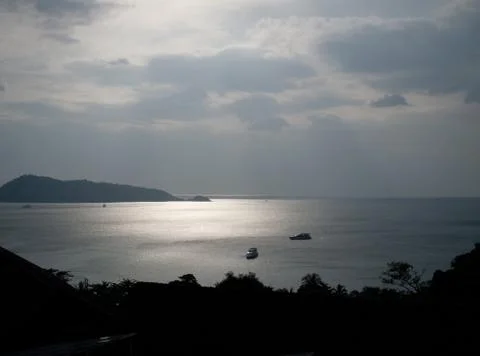 Seascape with cloudy sky Stock Photos