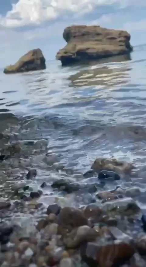 Seascape of coast with rocks. Stock Footage 313789724